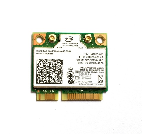 Tarjeta inalámbrica Intel de doble banda, 7260, Intel7260, 7260AC, 7260HMW, 2,4 y 5G, 867M, BT4.0, MiniPCIe, WiFi ► Foto 1/5