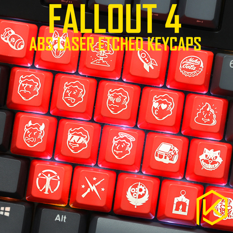 Novedad de teclas que dejan pasar la luz ABS grabado, brillo-a través de fallout 4 pip niño nuca cola negro rojo para teclados mecánicos personalizados ► Foto 1/5