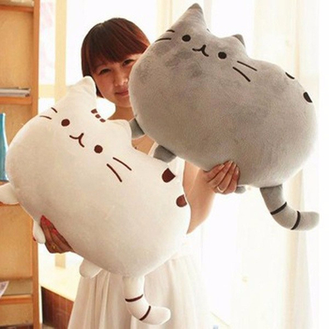 Almohada de gato Kawaii de 40x30cm con cremallera, piel única sin galletas de algodón PP, muñeco de Peluche, juguetes de animales, funda de cojín grande, regalo ► Foto 1/6