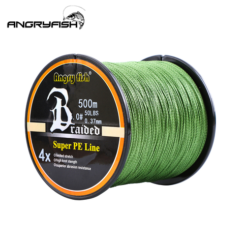 ANGRYFISH-sedal trenzado de 4 hebras, línea de pesca en 8 colores, superfuerte, 500m, novedad ► Foto 1/6