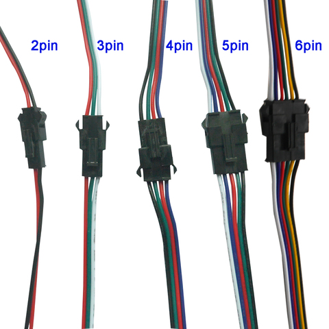 5 pares 2pin 3pin 4pin 5pin 6pin JST conectores LED conector macho y hembra para 3528 de 5050 WS2811 WS2812 LED tira de luz de cinta ► Foto 1/6