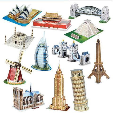 Rompecabezas 3D de papel para niños, modelo Dimensional ensamblado, juegos educativos de aprendizaje, juguetes, arquitectura ► Foto 1/6