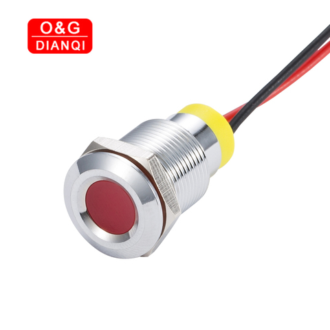 Flash LED Pilot de 12mm, indicador intermitente de Metal, 6v, 12v, 220v, lámpara para señal de piloto con cable ► Foto 1/6