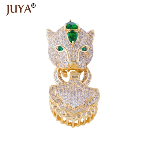 Accesorios de joyería Diy, broches de cabeza de leopardo de circón para pulseras, collares, conector, abalorio de cobre Animal, joyería Micro pavé ► Foto 1/6