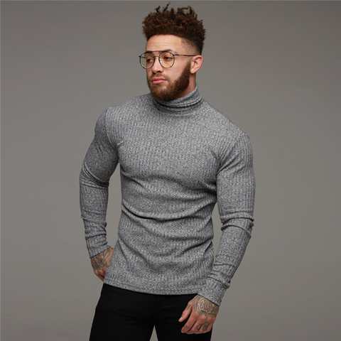 Suéter de cuello alto para hombre, jersey de moda, cálido, ajustado, clásico, de punto, para invierno, nuevo ► Foto 1/6