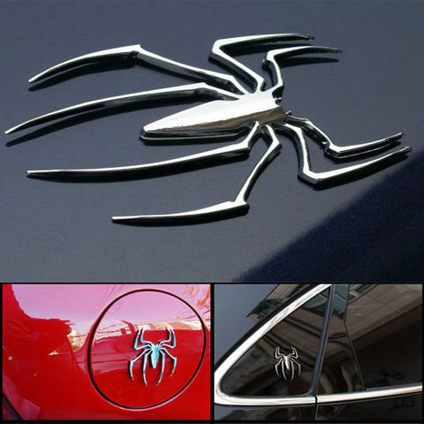 Pegatinas de Metal 3D para coche, emblema cromado en forma de araña, calcomanía para motocicleta, accesorios de estilo Universal para coche, 1 ud. ► Foto 1/6
