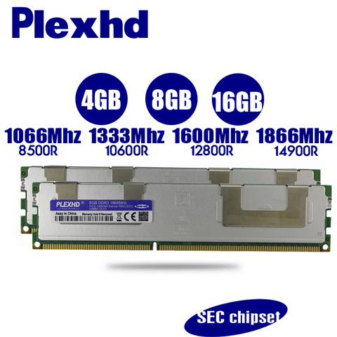 PLEXHD 16GB 8GB 4GB DDR3 PC3 1066Mhz 1333Mhz 1600Mhz 1866Mhz de memoria del servidor X79 X58 2011 LGA2011 ECC REG 14900 12800 10600 RAM ► Foto 1/6