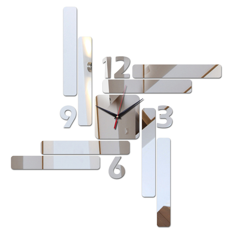 Relojes de pared de cuarzo para sala de estar, pegatinas de pared de material acrílico con espejo, diseño especial, bricolaje, nuevo ► Foto 1/6
