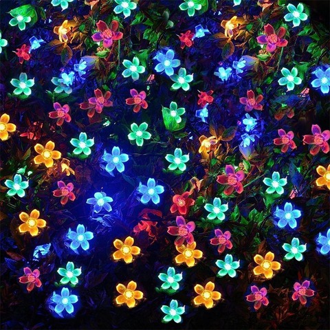 Guirnalda de luces LED con forma de flores para interiores, guirnalda de luces LED de 2M, 5M y 10M para decoración de interiores, jardín, árbol de Navidad, hogar y vacaciones, batería ► Foto 1/6