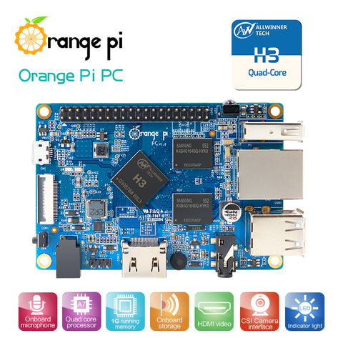 Ordenador de placa única Orange Pi PC, 1GB, H3, Quad-Core, compatible con Android, Ubuntu, imagen de piña ► Foto 1/4