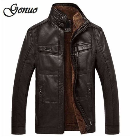 Chaqueta de cuero para hombre Abrigos 5XL marca de alta calidad PU prendas de vestir exteriores de hombre de negocios de invierno de piel sintética chaqueta de hombre de lana ► Foto 1/1