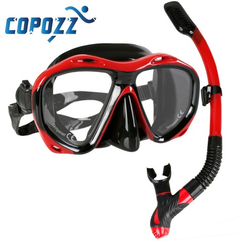 Copozz marca profesional submarinismo máscara Snorkels máscara equipo gafas buceo natación fácil respiración tubo conjunto ► Foto 1/6