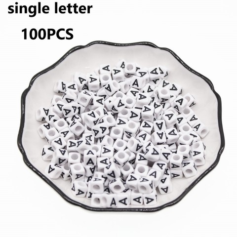 CHONGAI 100 Uds acrílico único alfabeto/Carta cuentas de cubo para fabricación de joyería DIY perlas de 6X6mm ► Foto 1/6