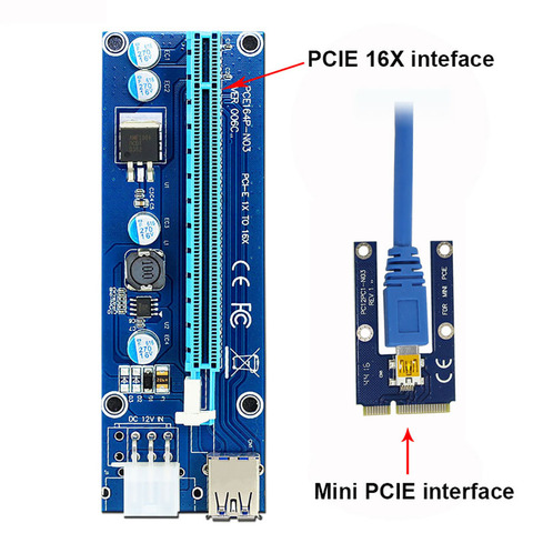 Mini PCIe PCI-E tarjeta PCI Express Riser PCIE 16X 006C SATA a 6Pin IDE Molex fuente de alimentación para BTC ETH Litecoin minero máquina ► Foto 1/6