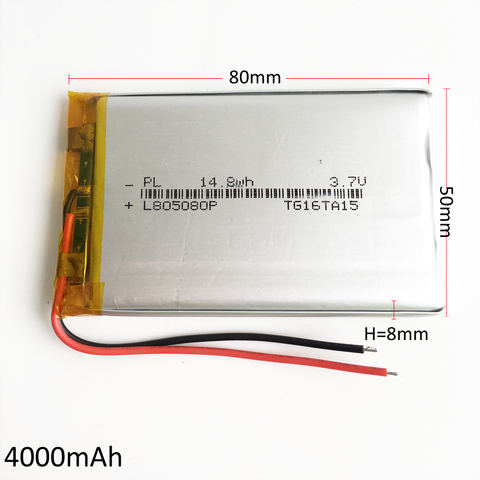 Célula de batería recargable LiPo de polímero de litio, 3,7 V, 4000mAh, para banco de energía Mp3, PSP, portátil, Bloc de notas, portátil, tableta PC 805080 ► Foto 1/4