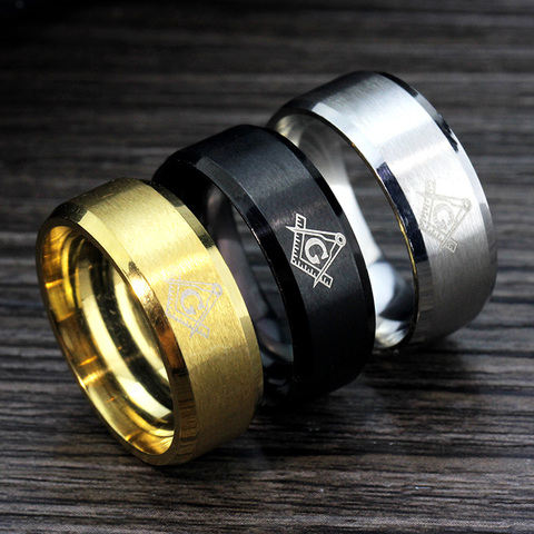 MMS 3 colores nunca se desvanecen 316l de acero inoxidable masonería masónica anillo Mason de carburo de tungsteno anillo de bodas ► Foto 1/5