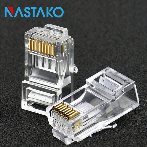 NASTAKO 50/100 piezas Cat6 RJ45 conector Cat 6 Modular tapones Cat6 de red Ethernet UTP Cable de cristal de macho 8P8C RJ45 conectores ► Foto 1/4