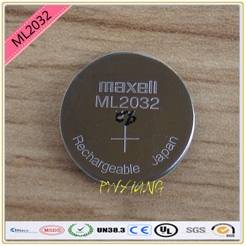 Maxell-pilas de botón de litio recargables ML2032 3V, 2 unids/lote, de alta calidad, nuevas (ML2032) ► Foto 1/2