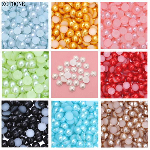 ZOTOONE-Cuentas de perlas para decoración de uñas, abalorios de 2-6MM de resina semiredondos para manualidades, gemas de Parte trasera plana, cuentas para arte de uñas, DIY, 1000 Uds. ► Foto 1/6