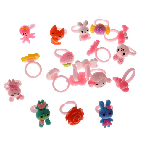 10 Uds. De anillos de plástico coloridos para niños, joyería de calidad de dibujos animados, regalos para niños y niñas ► Foto 1/6