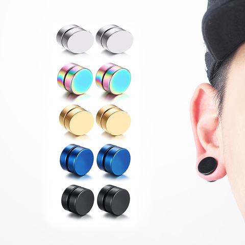 1 Pieza Punk Hombres Fuerte Imán Magnético Oreja Stud Set No Piercing Pendientes Falsos Regalo Para Novio Amante Joyería ► Foto 1/6