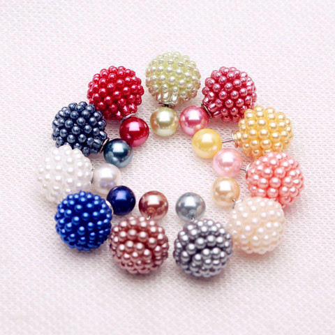 11 colores marca doble cara imitación perla pendiente de moda lindo encanto perla declaración pendientes de bolas para las mujeres ► Foto 1/5