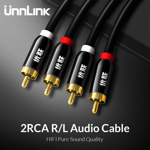 Unnlink HIFI 2RCA a 2 RCA Cable RCA OFC Cable de audio AV 1m 2m 3m 5m 8m 10m para TV DVD amplificador Subwoofer de barra de Cable de altavoz ► Foto 1/6