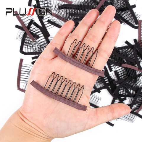 Peines de Peluca de acero inoxidable para gorras de peluca, 12 unids/lote, suministro de fábrica, Clips de peluca para extensiones de cabello, los mejores Clips para pelucas grandes 8 Theeth ► Foto 1/1