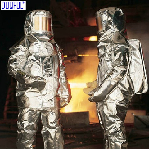 Uniforme de bombero resistente al calor, radiación térmica de 1000 grados, traje de combate contra incendios de rescate de aviones aluminizados ► Foto 1/1