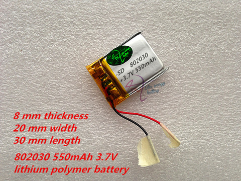 Liter batería de energía 1 unids/lote, 802030 mAh, 550 V, batería de polímero de litio, MP3, MP4, MP5, batería de ion de litio para masajeador ► Foto 1/1