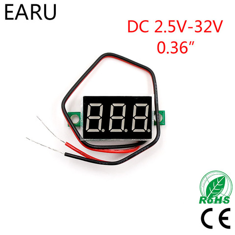 Mini voltímetro Digital con pantalla LED, voltímetro rojo de 4,5 v-30v, medidor de Panel de voltaje para motocicleta electromóvil, coche, azul, verde, gran oferta ► Foto 1/6