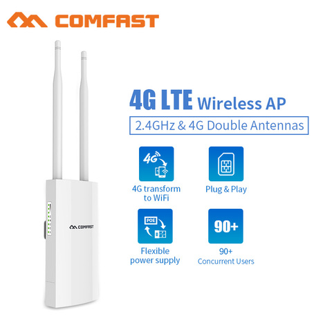 Punto de Acceso al aire libre 4G Lte inalámbrico AP ranura para tarjeta Sim Wifi Router puerto WAN/LAN 4G Lte + 2,4 Ghz WIFI cobertura estación Base AP ► Foto 1/6