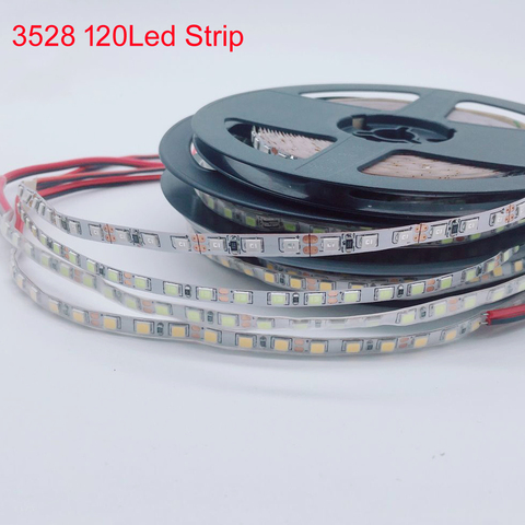 Tira de luces LED flexible, 5m, blanco cálido, azul, verde, rojo, amarillo, 120LED/m, SMD3528, 5mm/8mm, pcb, DC12V, 600LED ► Foto 1/5