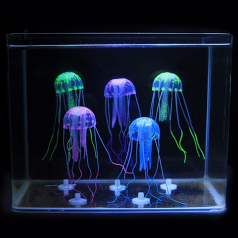 Acuario de medusas artificiales, simulación de Accesorios para tanque, medusas fluorescentes, tanque de peces dorados, paisajismo 1 Uds. ► Foto 1/6