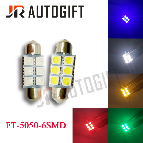 Festoon-luz LED para puerta Interior de coche, iluminación de 24V, 12V, color blanco, azul, verde, rojo y amarillo, 5050, 6SMD, 31/36/39mm/41mm, 10 Uds., C5W ► Foto 1/6