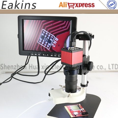 Cámara de microscopio Industrial 13MP 60FPS HDMI VGA + lente 130X + luz LED + soporte + LCD de 8 pulgadas monitor para reparación del Chip PCB del teléfono ► Foto 1/6