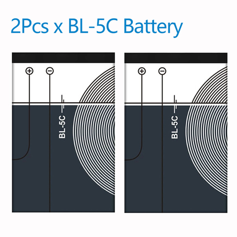 2 uds x 1020mAh BL5C BL 5C BL-5C baterías de la batería para Nokia 1112, 1208, 1600, 2610, 2600 n70 n71 ► Foto 1/5