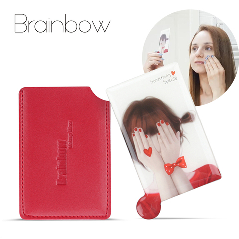 Brainbow 1 pieza irrompible tarjeta Maquillaje Espejos a prueba de golpes espejo de bolsillo compacto Maquillaje portátil y protector PU manga ► Foto 1/6