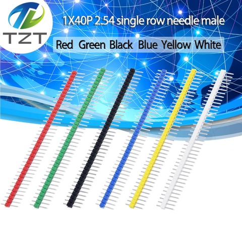 40Pin 1x40P 2,54 MM hombre cabezal de Pin rompible de 2,54 Azul Rojo blanco verde amarillo conector 5 kit de colores para la placa PCB ► Foto 1/6