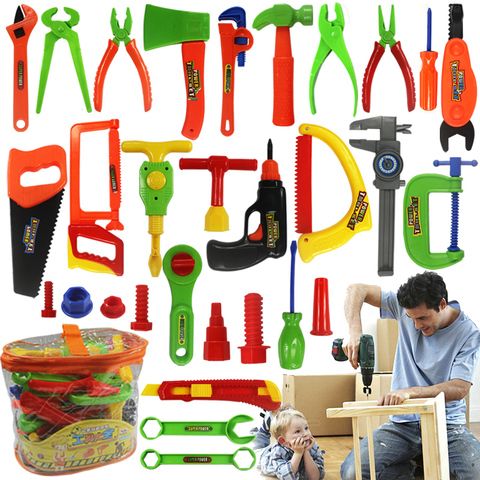 34 Uds./set de herramientas de jardín de juguete para niños, herramientas de reparación, juego de simulación, herramientas de mantenimiento de ingeniería de plástico ambiental, regalos ► Foto 1/5