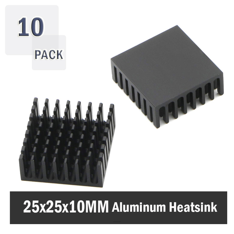 Gdstime-disipador de calor, 10 Uds., 25x25x10mm, 25mm, 10mm, de aluminio negro, disipador de calor para Stepper Drive MOSFET VRM Vram, Chips CI ► Foto 1/5