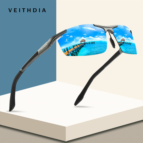 VEITHDIA de magnesio y aluminio deporte gafas de sol polarizadas hombres recubrimiento espejo gafas de sol de conducción gafas hombre gafas Accesorios ► Foto 1/6