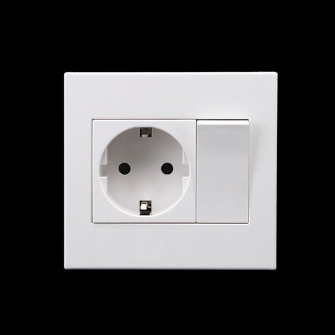 Interruptor de pared de 1 sentido, pulsador tipo 86, Panel de enchufe de pared, estándar europeo, Alemán/francés, 106A/250V ► Foto 1/6