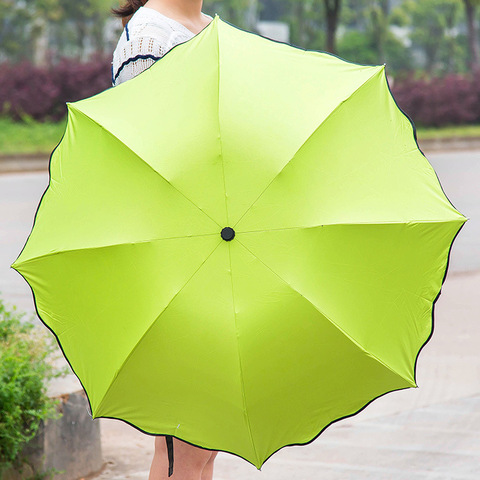 Paraguas de agua con flores, sombrilla de protección solar UV a prueba de viento, tres pliegues, compacto, para viaje ► Foto 1/5