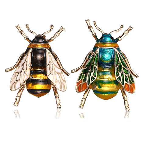 Insecto abeja broche para las mujeres las niñas de los niños, regalos de joyas de oro Color amarillo verde esmalte broches joyería Bumble Bee tarjetas ► Foto 1/5