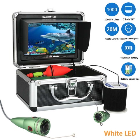 MAOTEWANG-cámara de vídeo de pesca submarina, HD, 1000tvl, 7 pulgadas, 165 grados, Kit, 6 uds., 1W, luces led blancas, buscador de peces, 20M, 30M, 50M ► Foto 1/6