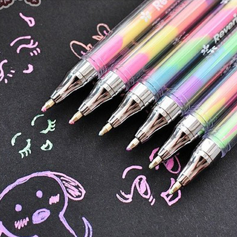 6 unids/lote nuevo coreano papelería lindo diseño de 6 colores marcador pluma marcador papelería bolígrafo colorido suministros de escritura ► Foto 1/6