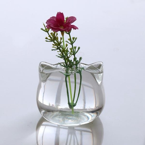 Jarrón de cristal en forma de gato, planta hidropónica, terrario florero, recipiente, maceta, decoración, regalo artístico ► Foto 1/6