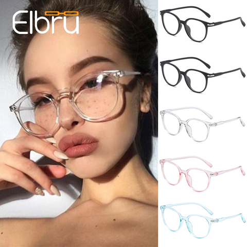 Elbru-monturas de gafas de óptica para hombre y mujer, anteojos ultralivianos, con monturas de Negro transparente, color rosa y azul ► Foto 1/6