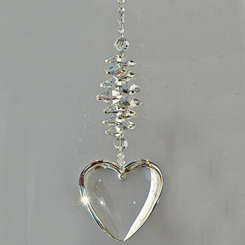 1 Uds claro de cristal de Chakra Suncatcher colgante de ventana Corazón de cristales de relación de amor, regalo de aniversario ► Foto 1/5